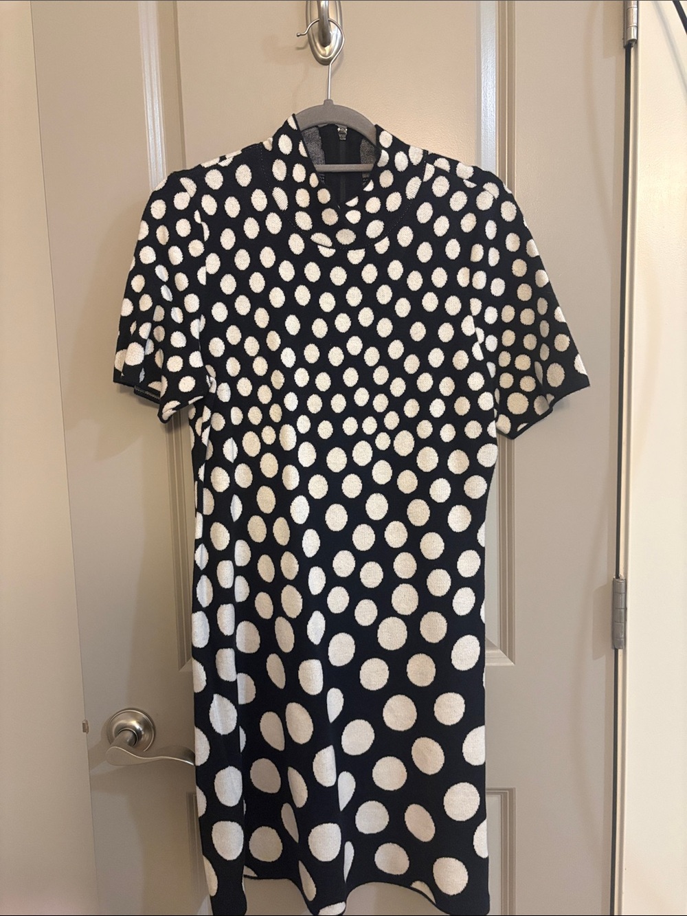 Anthropologie Black & White Polka Dot Short Sleeve Dress